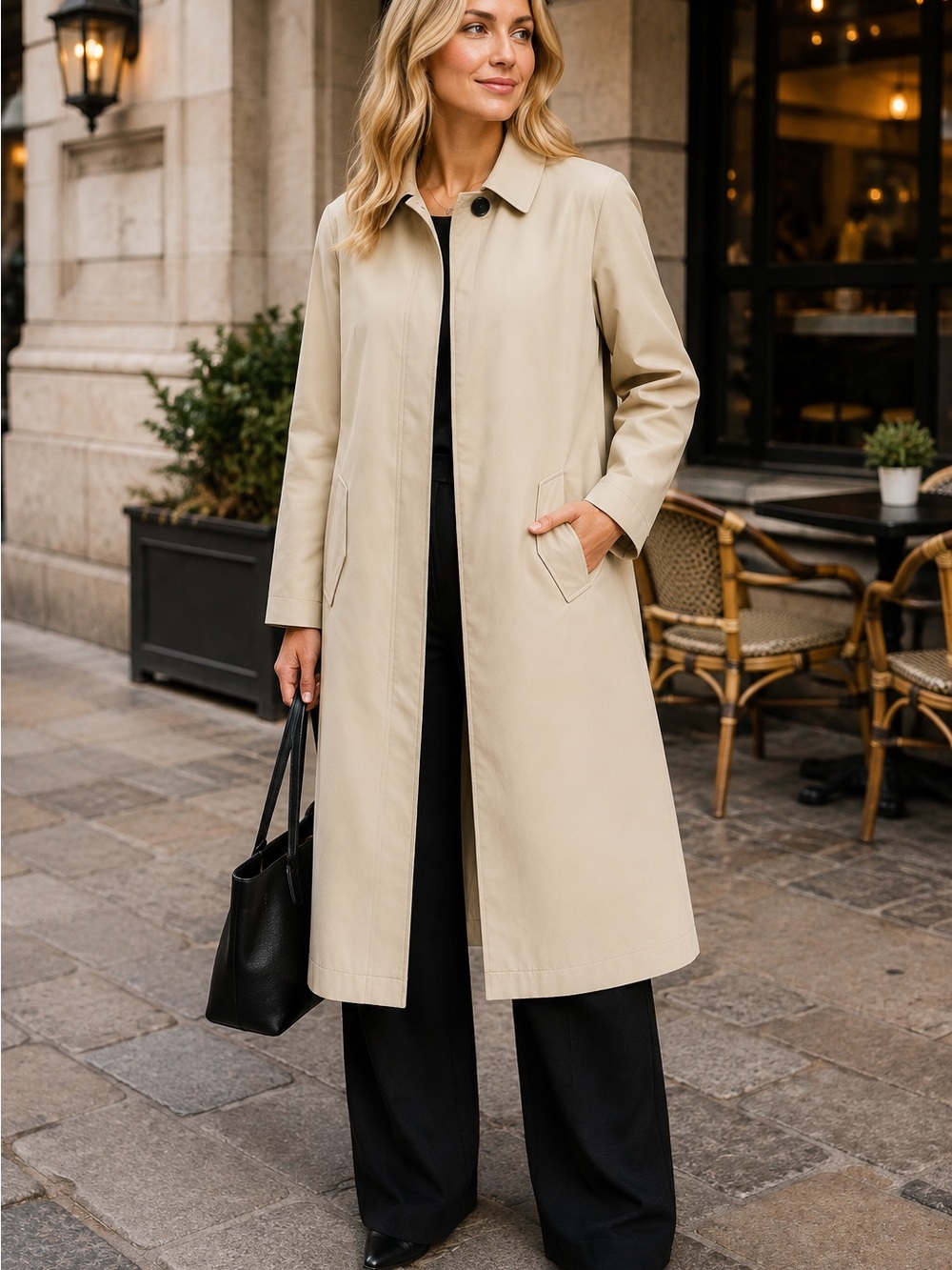 N5 ASOS DESIGN Size 0 Oversized Longline Trench Coat Cream Fully Lined